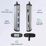 Vention Docking Station 7 en 1 USB-C a HDMI 4K/3xUSB3.0/RJ45/Lector SD/TF/PD87W - 0.15m - Color Gris - Imagen 5