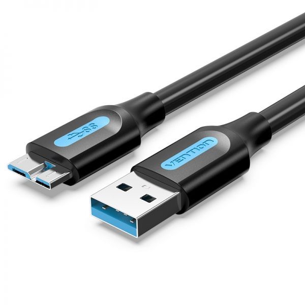 284057_1 Vention Cable USB 3.0 Macho a MicroUSB Macho - 0.25m - Color Negro - Imagen 1