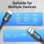 Vention Cable USB 3.0 Macho a MicroUSB Macho - 2A - 10W - 5Gbps - 2m - Color Negro - Imagen 5