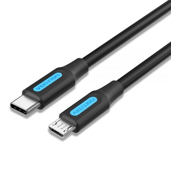 284207_1 Vention Cable USB-C Macho a MicroUSB Macho - 2A 10W 480Mbps 2m - Color Negro - Imagen 1