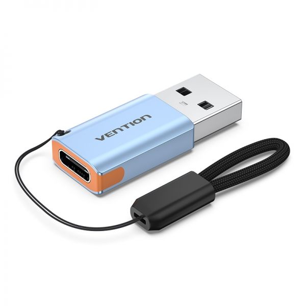 284417_1 Vention Adaptador USB 3.1 Macho a USB-C Hembra con Lanyard - Aluminio Gris - Imagen 1