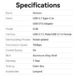 Vention Adaptador USB3.1 Tipo-C Macho a USB Hembra OTG con Lanyard - Aluminio Gris - Imagen 5