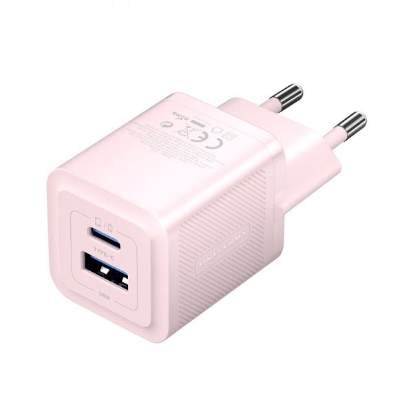 284697_1 Vention Cargador de Pared GaN 2 Puertos USB (C+A) (30W/30W) - Carga rapida EU - Color Rosa - Imagen 1