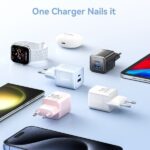 Vention Cargador de Pared GaN 2 Puertos USB (C+A) (30W/30W) - Carga rapida EU - Color Rosa - Imagen 4