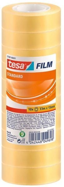 285142_1 Tesa Tesafilm Standard Pack de 10 Cintas Autoadhesivas Transparentes 15mmx33m - Buena Adherencia y Alta Resistencia a la Luz UV - Sin PVC - Imagen 1