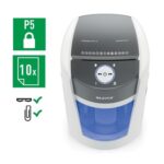 Leitz IQ OptiMax Office Destructora de Papel Manual DIN P5 - Destruye hasta 10 Hojas - Tiempo de Funcionamiento Continuo 120m - Papelera de 35L con Tecnologia de Giro - Color Blanco/Gris - Imagen 2