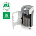 Leitz IQ OptiMax Office Destructora de Papel Manual DIN P5 - Destruye hasta 10 Hojas - Tiempo de Funcionamiento Continuo 120m - Papelera de 35L con Tecnologia de Giro - Color Blanco/Gris - Imagen 3