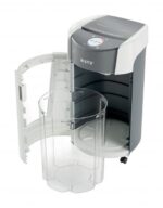 Leitz IQ OptiMax Office Destructora de Papel Manual DIN P5 - Destruye hasta 10 Hojas - Tiempo de Funcionamiento Continuo 120m - Papelera de 35L con Tecnologia de Giro - Color Blanco/Gris - Imagen 4