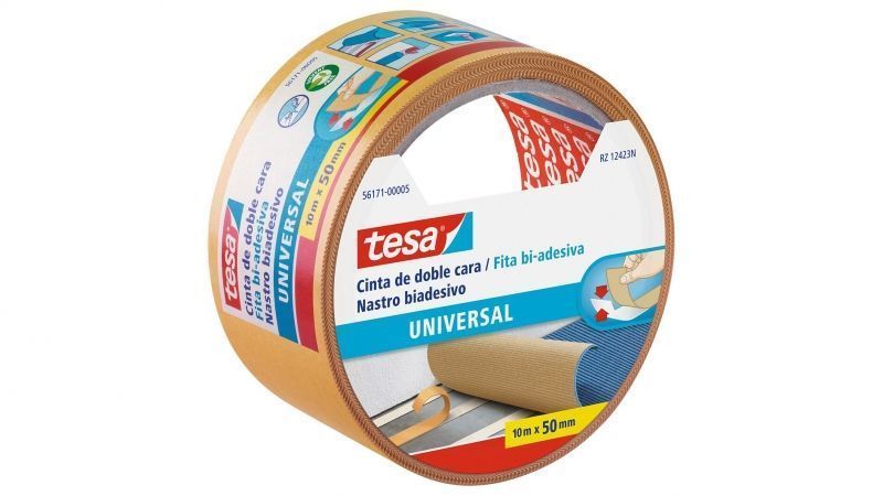285342_1 Tesa Universal Cinta Adhesiva Doble Cara 50mm x 10 Metros - Para Fijar Moquetas en Diferentes Superficies - Para Manualidades y Decoracion - Color Blanco - Imagen 1