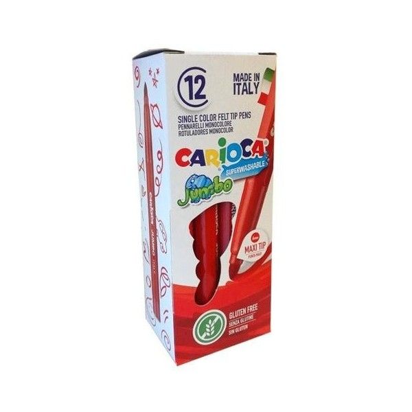 285397_1 Carioca Jumbo Rotulador - Cuerpo Octogonal Maxi - Tinta Superlavable - Punta Maxi 6mm Bloqueada - Tapa Ventilada - Color Rojo - Imagen 1