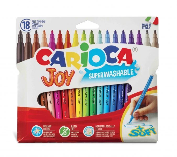 285447_1 Carioca Joy Pack de 18 Rotuladores - Tinta Superlavable - Punta Fina 2.8mm - Bloqueada - Tapa Ventilada - Color Varios - Imagen 1