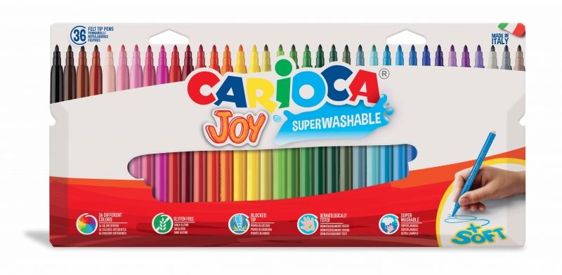 285452_1 Carioca Joy Superlavable Pack de 36 Rotuladores - Punta Fina 2.8mm - Punta Bloqueada - Tapa Ventilada - Colores Surtidos - Imagen 1