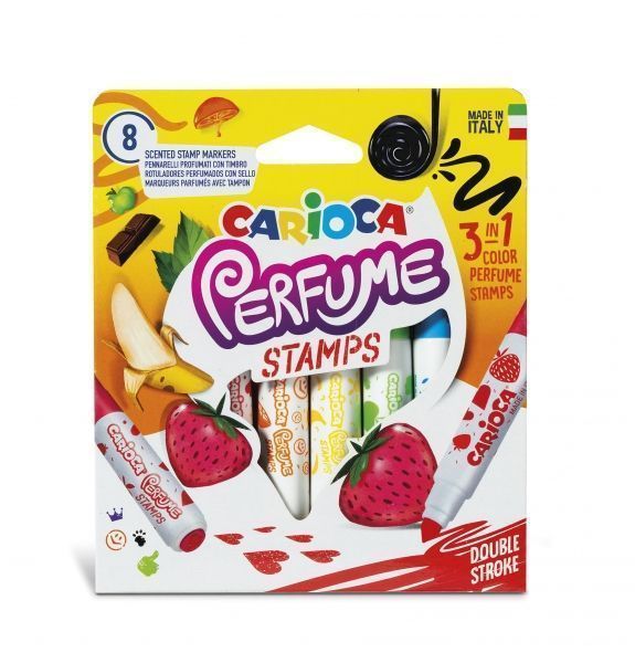 285552_1 Carioca Pack de 8 Rotuladores Perfumados Doble Punta - Tinta Perfumada y Lavable - Aromas Naturales - Libre de Sustancias Alergenicas - Punta Bloqueada y Conica para Doble Trazo - Color Varios - Imagen 1