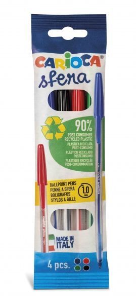 286407_1 Carioca Pack de 4 Boligrafos - Punta 1mm - Escritura Super Deslizante - Color Varios - Imagen 1