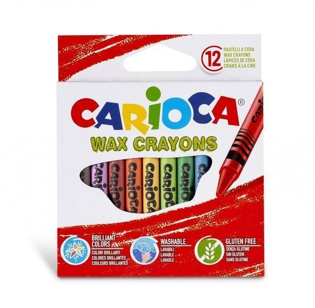 287047_1 Carioca Pack de 12 Ceras Pastel - Colores Brillantes - Lavables - Cuerpo de Ø 8mm - Colores Surtidos - Imagen 1