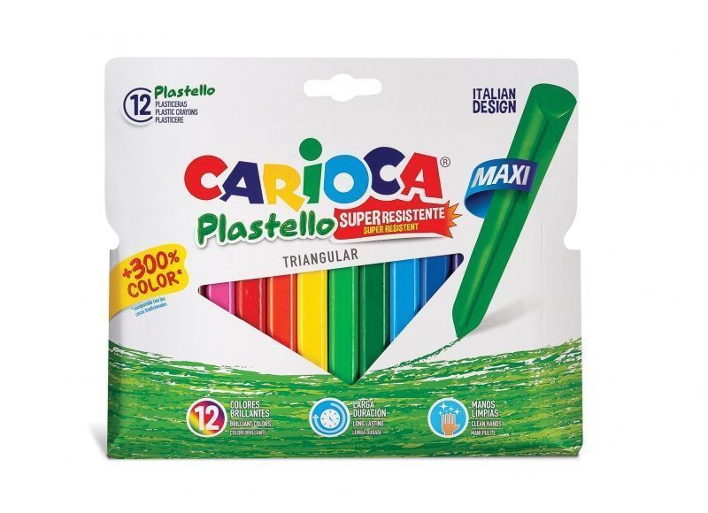 287107_1 Carioca Maxi Pack de 12 Plasticeras Triangulares - Extra Limpias - Duran 3 Veces mas - Colores Brillantes - Faciles de Afilar - Lavables - Color Varios - Imagen 1