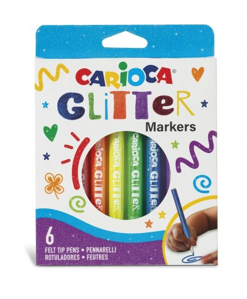 287252_1 Carioca Glitter Caja 6 Rotuladores - Punta Ø 1mm - Tinta Liquida a Base de Agua - Punta de Alta Calidad - Efecto Glitter - Resistente a la Luz - Color Varios - Imagen 1