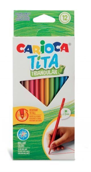 287317_1 Carioca Tita Pack de 12 Lapices Triangulares de Resina - Cuerpo Triangular - Colores Brillantes y Lavables - Escritura Blanda - Mina Ø 3mm - Color Varios - Imagen 1