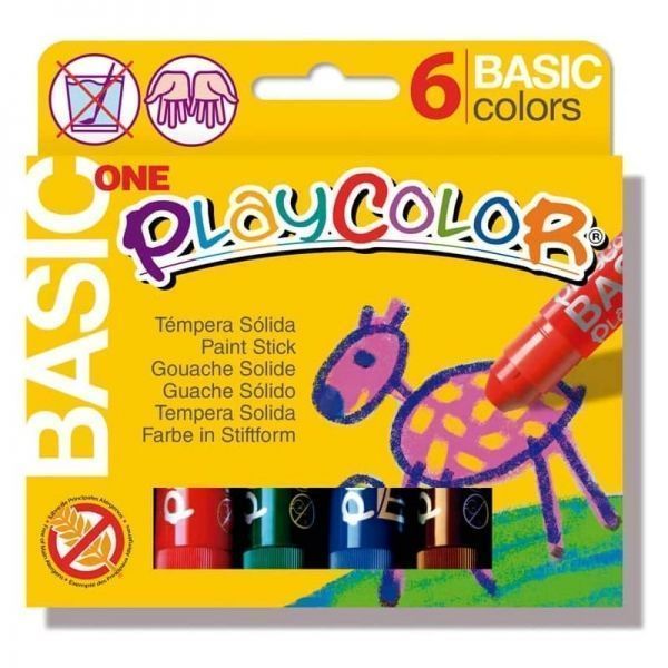 287672_1 PlayColor Basic One Pack de 6 Temperas Solidas - No Arrugan el Papel - No Necesitan Agua - Especial para Uso Escolar - Colores Surtidos - Imagen 1