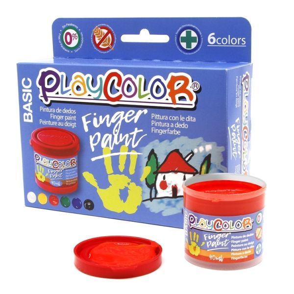 287677_1 PlayColor Basic Finger Paint Pack de 6 Botes de Pintura para Dedos 40ml - Testado Dermatologicamente - Secado Rapido - Sin Disolventes - Gran Viscosidad - Alta Opacidad - Colores Surtidos - Imagen 1