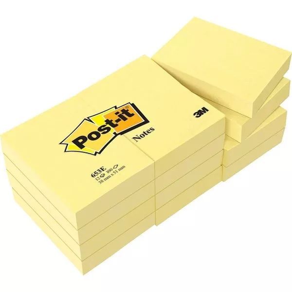 287702_1 Post-it Pack de 12 Blocs de 100 Notas Adhesivas Removibles Canary Yellow 38x51mm - Papel con Certificacion PEFC - 7100172745 - Color Amarillo Claro - Imagen 1