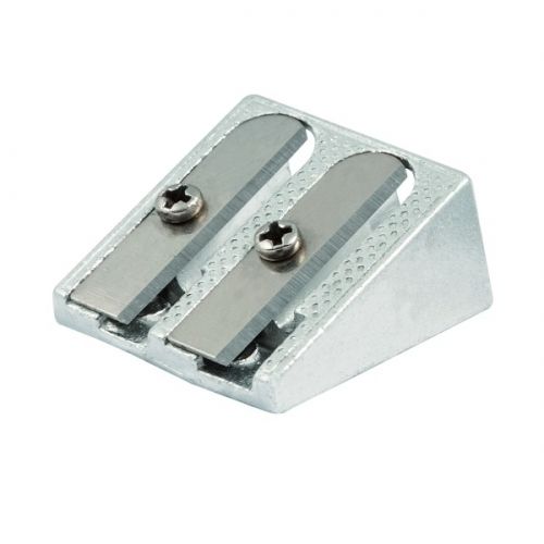 288407_1 Faibo Afilalapiz Metalico de 2 Orificios para Lapices de hasta 10mm - Forma de Cuña - Color Aluminio - Imagen 1