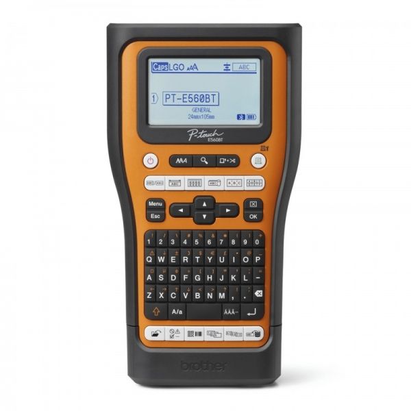 289832_1 Brother PT-E560BTVP Rotuladora Electronica Bluetooth - Con Conexion a PC - Pantalla LCD - Ancho Max. de Cinta 18mm - Color Negro/Naranja - Imagen 1