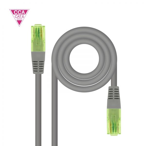 289972_1 Nanocable Cable Red Latiguillo Cat.6 UTP AWG26 CCA - Longitud 10m - Color Gris - Imagen 1