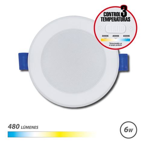 290512_1 Elbat Downlight Circular 6W - 480Lm - Selector 3 Temperaturas - Color Blanco - Imagen 1