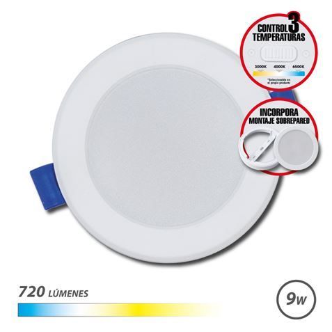 290522_1 Elbat Downlight Circular 9W - 720Lm - Selector 3 Temperaturas+Sobrepared - Color Blanco - Imagen 1
