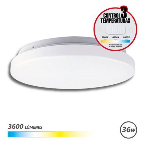 290672_1 Elbat Aplique LED Techo Redondo 36W - 3600Lm - Selector 3 Temperaturas - Color Blanco - Imagen 1