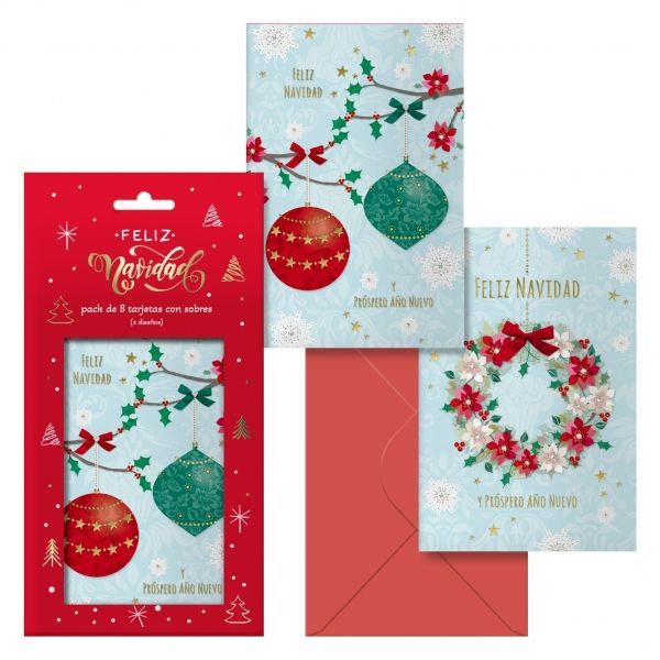 293102_1 Dohe Adviento Pack de 8 Tarjetas de Felicitacion Navideña con Sobre - 2 Modelos Distintos - Tamaño 12,2x23,5cm - Papel Offset - Impresas a todo Color - Imagen 1