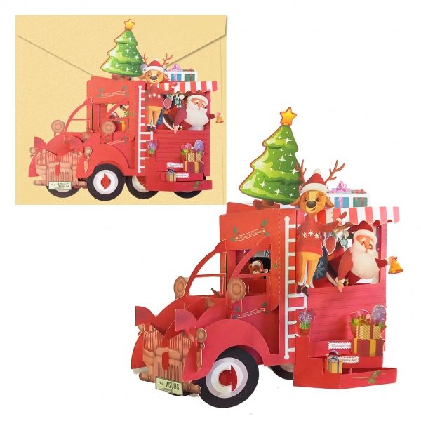 293957_1 Dohe Truck Tarjeta 3D de Felicitacion Navideña con Sobre - Tamaño 14.5x11cm - Impresas a todo Color - Imagen 1