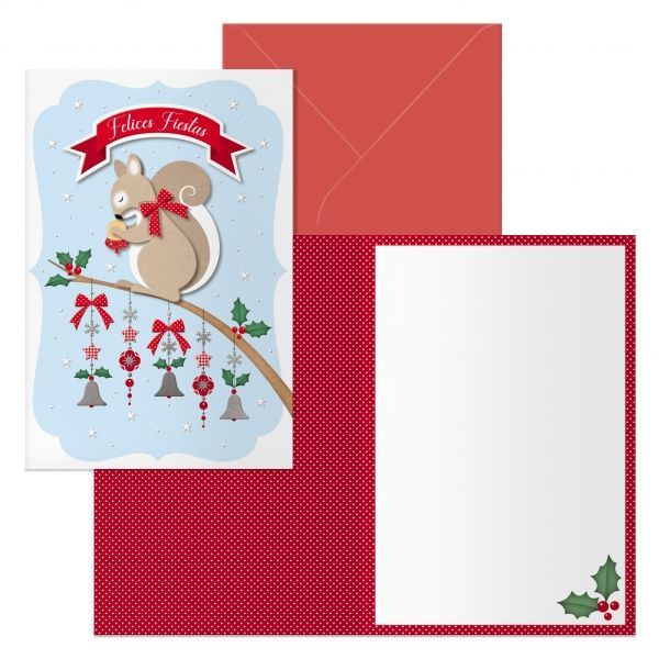 293987_1 Dohe Ardilla Pack de 6 Tarjetas de Felicitacion Navideña con Sobre - Tamaño Cerrada 11.5x17cm, Abierta 23x17cm - Papel Offset - Impresas a todo Color - Imagen 1