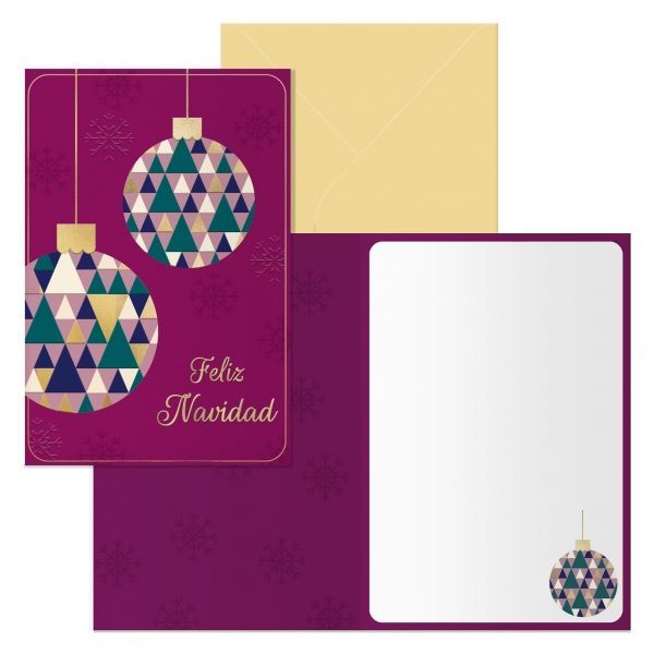 294107_1 Dohe Esferas Pack de 6 Tarjetas de Felicitacion Navideña con Sobre - Tamaño Cerrada 11.5x17cm, Abierta 23x17cm - Papel Offset - Impresas a todo Color - Imagen 1