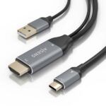 Aisens Cable Conversor Aluminio HDMI V2.0 a USB-C 4K@60Hz - HDMI/M+USB-A/M-USB-C/M - 1.8m - Color Gris - Imagen 3