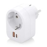 Aisens Regleta de Pared Multifuncion con 1 Toma + 1xUSB-C 20W PD3.0 - 1xUSB-A 20W QC3.0 - Color Blanco - Imagen 2