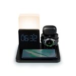Thomson Reloj Despertador con Estacion de Carga Inalambrica para Smartphone, Smartwatch - Carga USB-C para Auriculares - Pantalla LCD - Luz Nocturna LED - Color Negro - Imagen 2