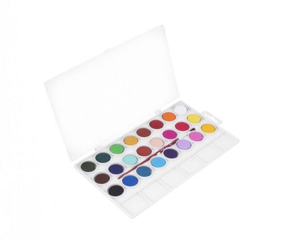 Jovi Pack de 24 Acuarelas en Pastilla + Pincel - Brillantes - Facilmente Mezclables - Colores Surtidos - Imagen 2