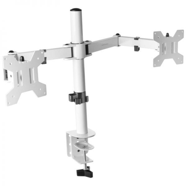 294702_1 Mars Gaming MARM2 Soporte Monitor Dual - Brazos Articulados - Gestion de Cableado - Ajuste de Altura - Estructura Robusta - Rotacion 360º - Color Blanco - Imagen 1