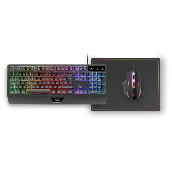 295127_1 Mars Gaming MCP124 Combo Gaming 3en1 - Teclado H-Mech FRGB - Raton RGB Switches HUANO - Alfombrilla Nanotextil Rainbow - Compatibilidad Multiplataforma - Color Negro - Imagen 1