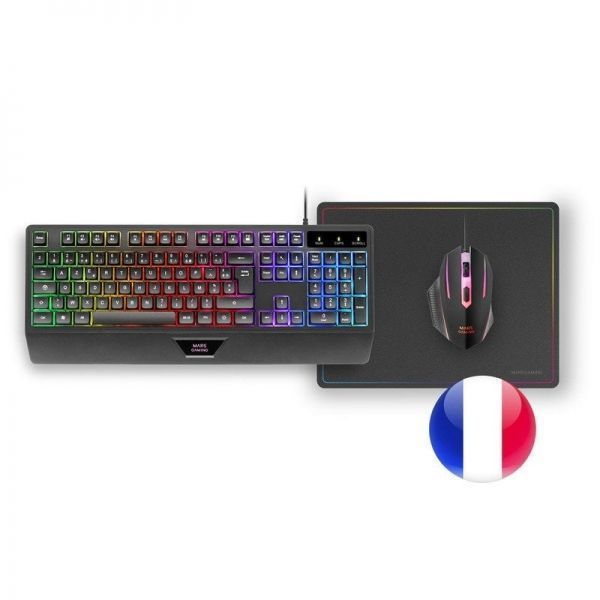 295132_1 Mars Gaming MCP124 Combo Gaming 3en1 - Teclado H-Mech Ergonomico - Raton RGB Switches HUANO - Alfombrilla Nanotextil Rainbow - Compatibilidad Multiplataforma - Color Negro - Imagen 1