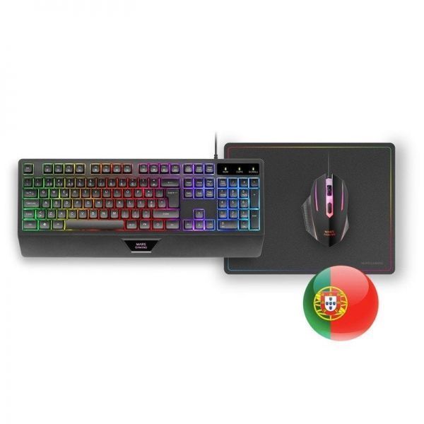 295137_1 Mars Gaming MCP124 Combo Gaming 3en1 - Teclado H-Mech RGB - Raton 3200 DPI Switches HUANO - Alfombrilla Nanotextil Rainbow - Multiplataforma - Color Negro - Imagen 1