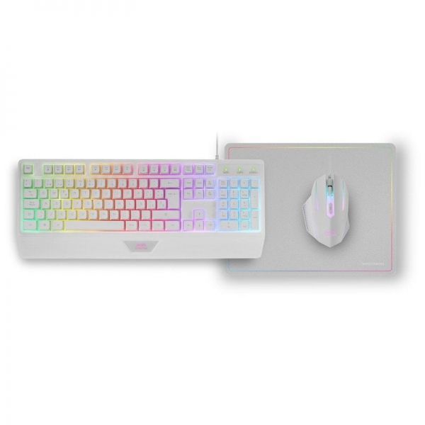 295142_1 Mars Gaming MCP124 Combo Gaming 3en1 - Teclado H-Mech Ergonomico - Raton RGB Switches HUANO - Alfombrilla Nanotextil Rainbow - Compatibilidad Multiplataforma - Color Blanco - Imagen 1
