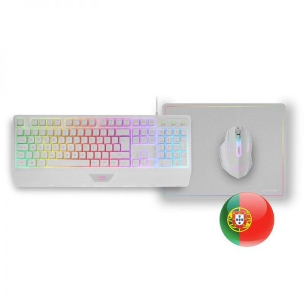 295152_1 Mars Gaming MCP124 Combo Gaming 3en1 - Teclado H-Mech RGB - Raton RGB Switches HUANO - Alfombrilla Nanotextil Rainbow - Compatibilidad Multiplataforma - Color Blanco - Imagen 1