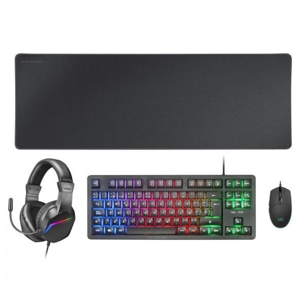 295182_1 Mars Gaming MCP-RGB3 Combo Gaming 4en1 - Teclado TKL H-Mech LED FRGB - Raton Ultraligero RGB 3200 DPI - Auriculares Sonido Inmersivo - Alfombrilla XXL - Color Negro - Imagen 1