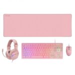 Mars Gaming MCP-RGB3 Combo Gaming 4en1 - Teclado TKL H-Mech RED - Raton RGB 3200 DPI - Auriculares FRGB - Alfombrilla XXL Antideslizante - Color Rosa