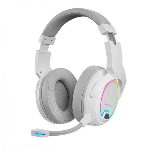 295837_1 Mars Gaming MHW-100 Auriculares Inalambricos - Sonido Envolvente - Iluminacion ARGB - 40h de Bateria - Microfono ENC Extraible - Conexion 2.4GPRO Sin Latencia - Color Blanco - Imagen 1