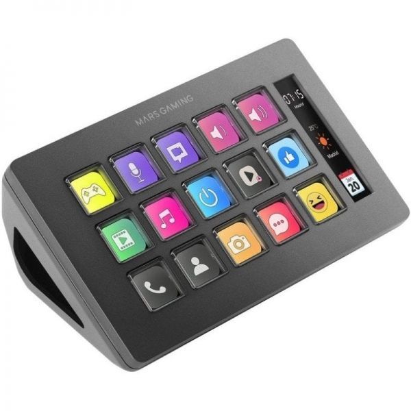 296752_1 Mars Gaming MSD-ONE Dispositivo de Control para Retransmisiones/Streaming, Trabajo, Gaming - Diseño Slim Compacto - Pantalla LCD Ampliada - Software Personalizable - Compatible con Windows y Mac - Color Negro - Imagen 1