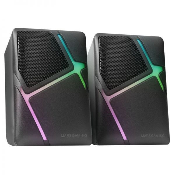 296772_1 Mars Gaming MS-H Altavoces Compactos - Sonido Envolvente 10W - Iluminacion RGB Flow - Drivers Invertidos 3D-Surround - Control de Volumen Rapido - Conexion USB/Jack - Color Negro - Imagen 1